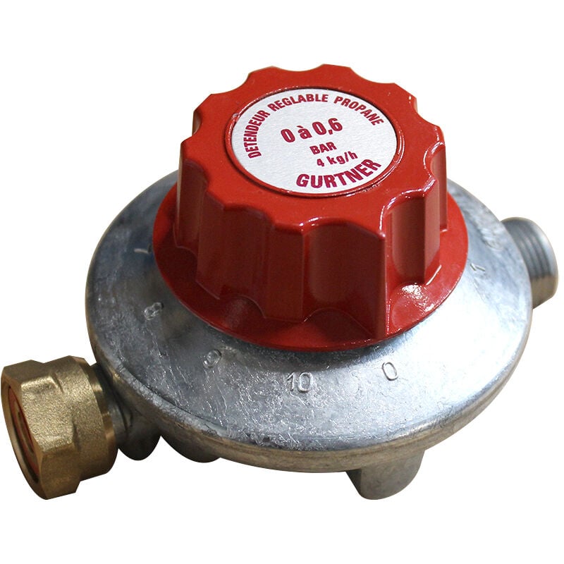 Détendeur réglable propane basse pression 4kg/h - 0 à 600 mbar - entrée 20x150 - sortie M20x150 - Gurtner