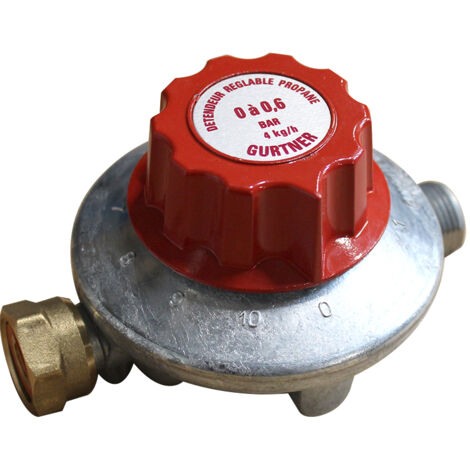 Détendeur réglable propane basse pression 4kg/h - 0 à 600 mbar - entrée 20x150 - sortie M20x150 - Gurtner