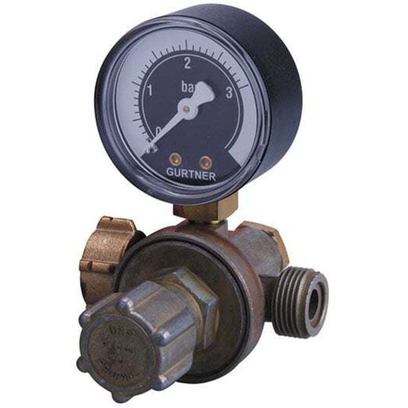 Détendeur réglable propane haute pression avec manomètre 8kg/h - 0 à 3 bar - entrée écrou 20x150 - sortie M20x150 Gurtner