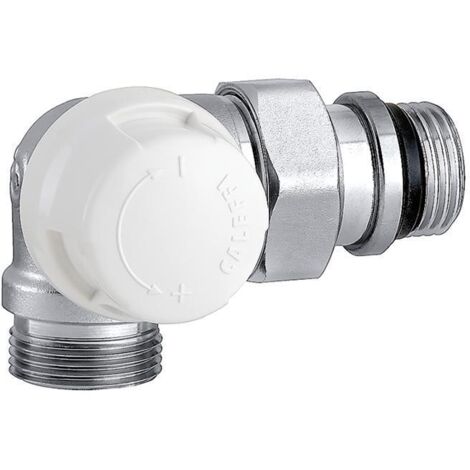 Detentore doppia squadra sinistro per radiatori in ottone cromato attacco g 1/2  e raccordo tubo 23x1,5 caleffi 226462