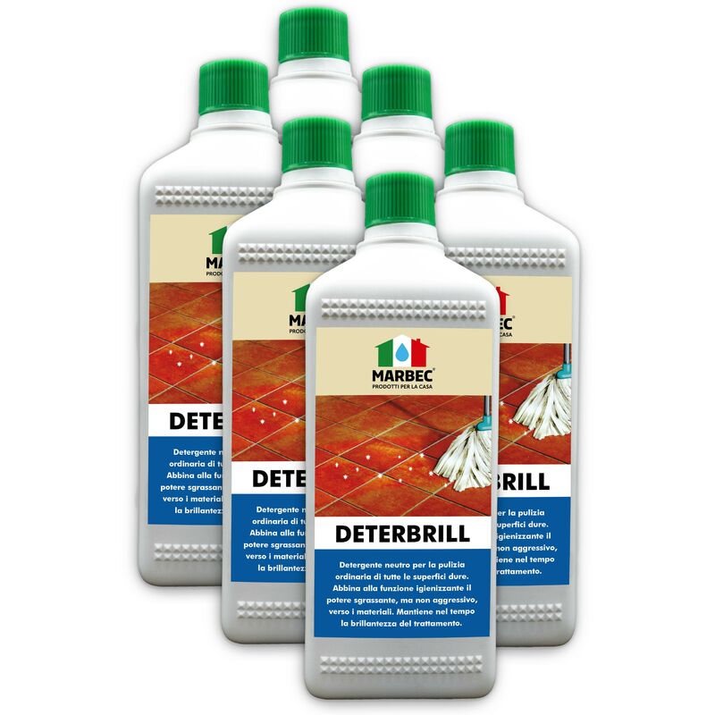 Image of Deterbrill 1LTX6PZ Detergente neutro concentrato non aggressivo specifico per la pulizia igienizzante dei pavimenti in cotto e pietre trattati a