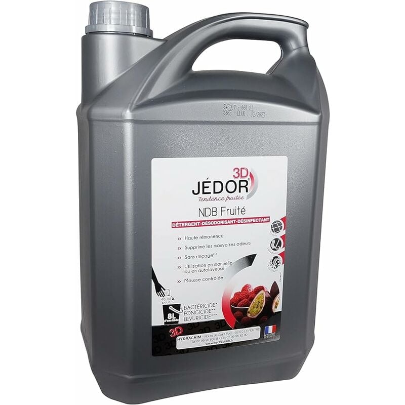Le Plus De L'entretien - Détergent Jedor 3D surodorant bactéricide premium sans rinçage - Bidon 5l - Parfum Fruité, Liquide