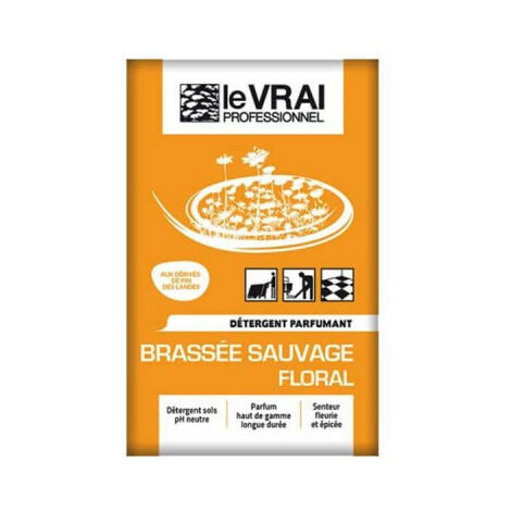 Détergent sols concentré 125 doses 16 mL – Parfum florale longue durée – Pour milieux collectifs – Efficace dès 0,2 % – Le Vrai Professionnel