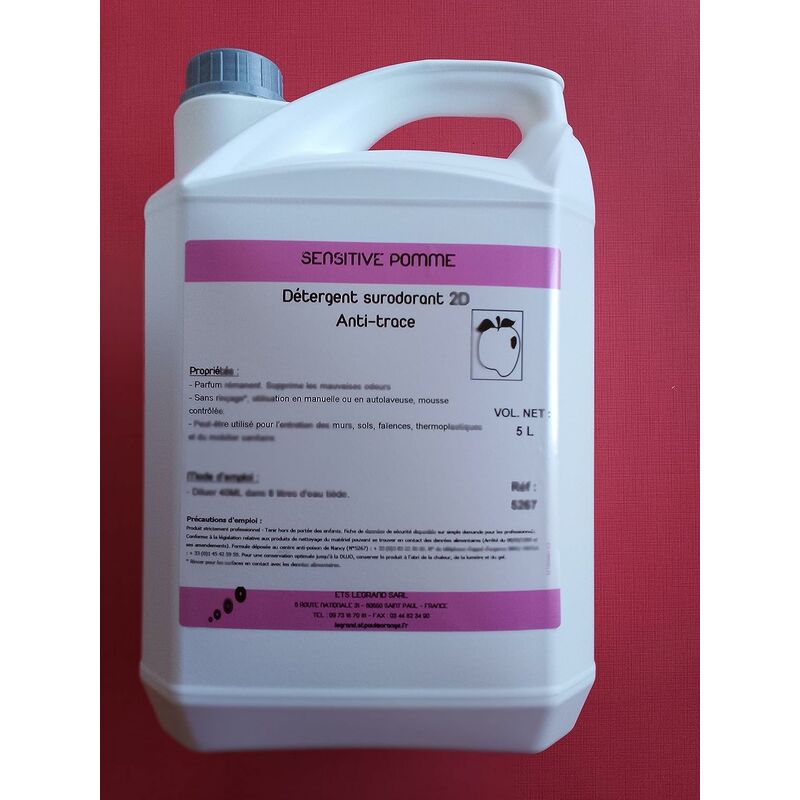 Détergent surodorant 2D Anti-trace - POMME 5L