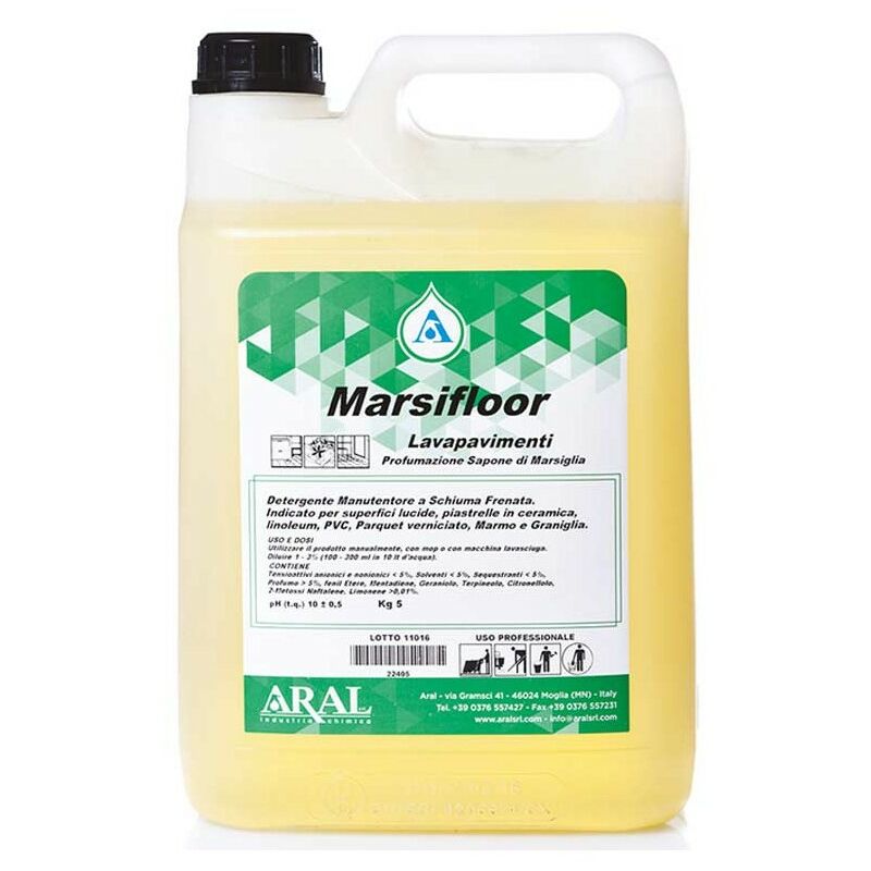 Detergente al Profumo di Marsiglia Marsifloor Aral Tanica Scatola 4 pz da 5 Kg