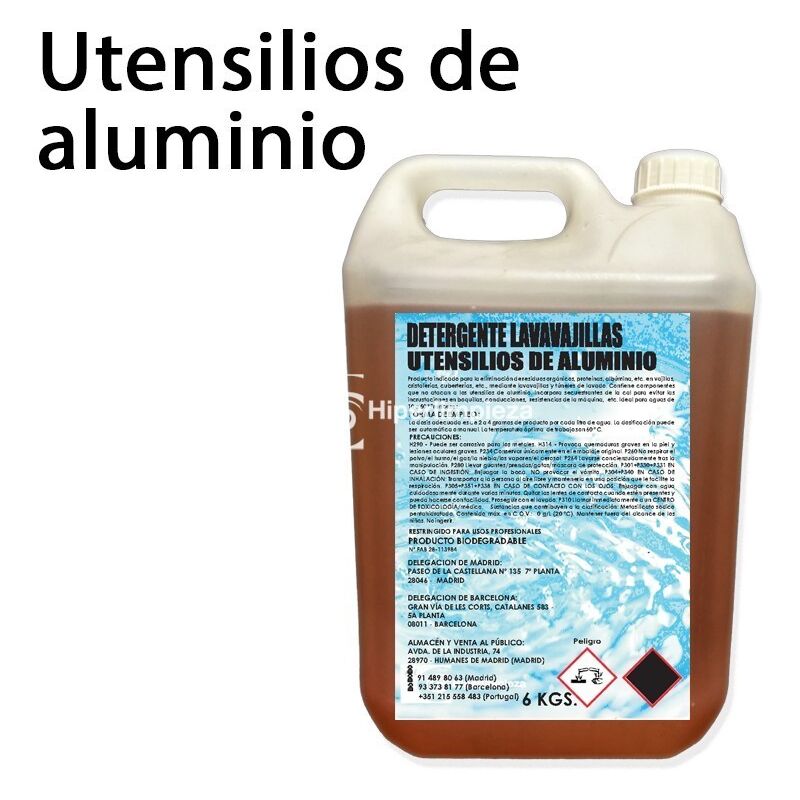 

Detergente lavavajillas utensilios de aluminio 6Kg