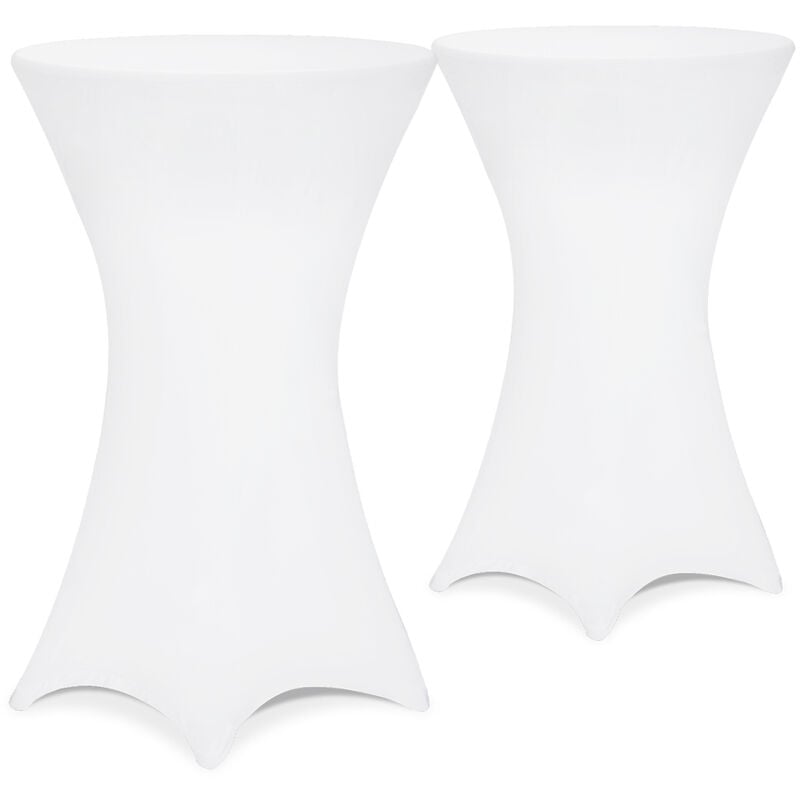 DETEX® 2x Housses de table de bar bistrot ronde nappe mange debout protection table de cocktail tissu stretch Set de 2 blanc, 60Ø