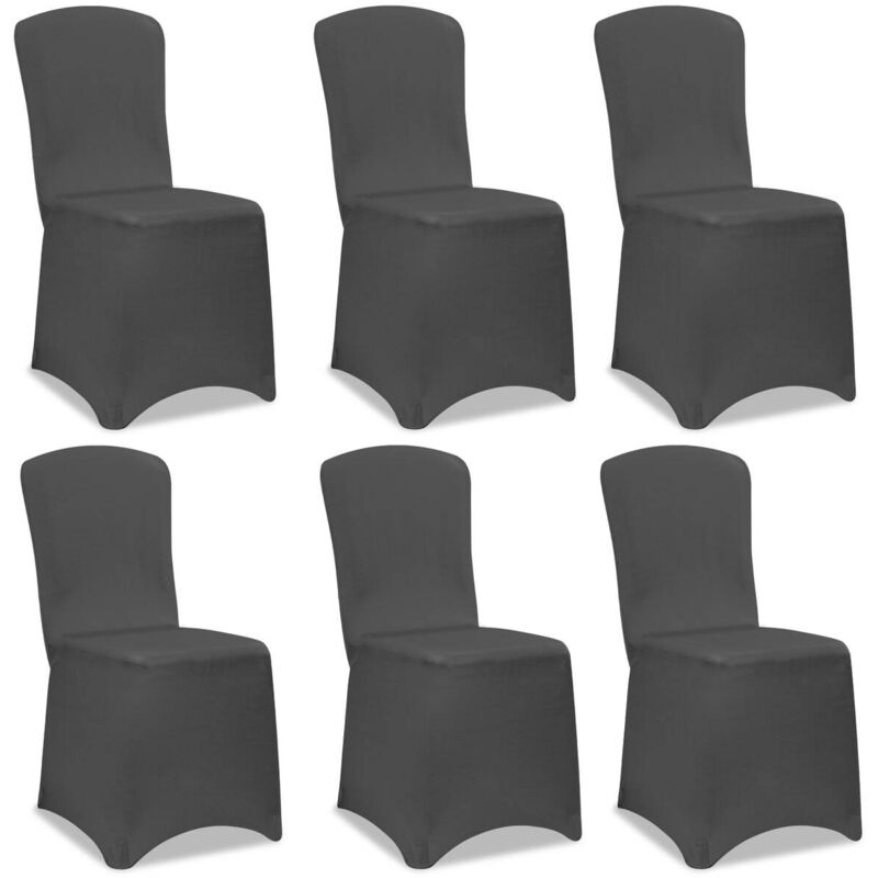 Detex - 6x Housse de chaise tissu stretch oeko-tex® standard 100 opaque infroissable amovible mariage fête réception Anthracite