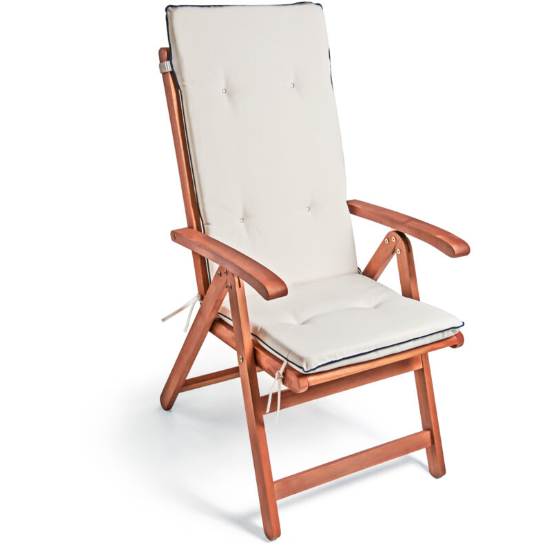 

6 Cojines de asiento con repaldo alto para sillas de jardín Set de almohadillas - Modelo a elegir Crema - Detex