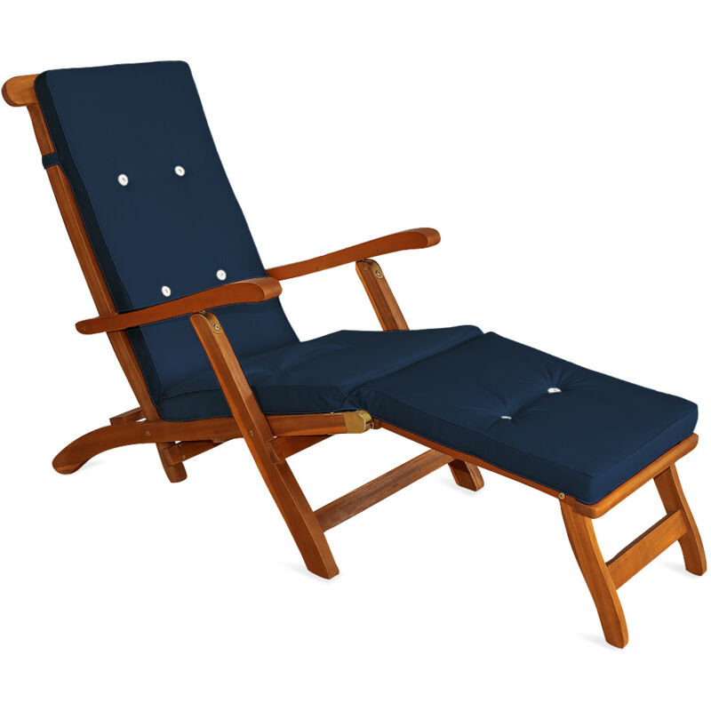 Deuba - Coussin pour chaise longue pour siège inclinable coussin pour bain de soleil relaxation intérieur extérieur hydrofuge Bleu