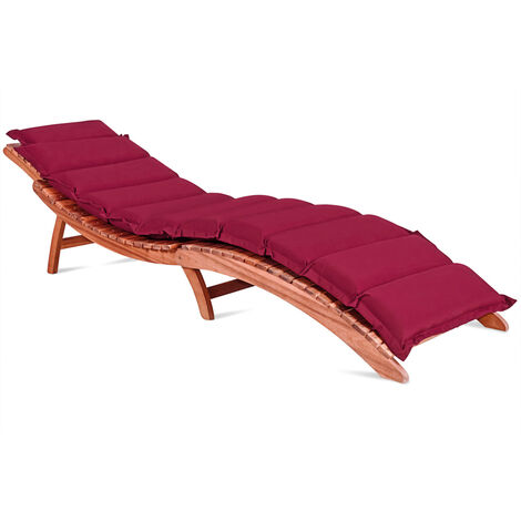 Deuba Sun Lounger Cushions 183 x 56 x 7 cm With Pillow Ties Water Repellent Detex Covers