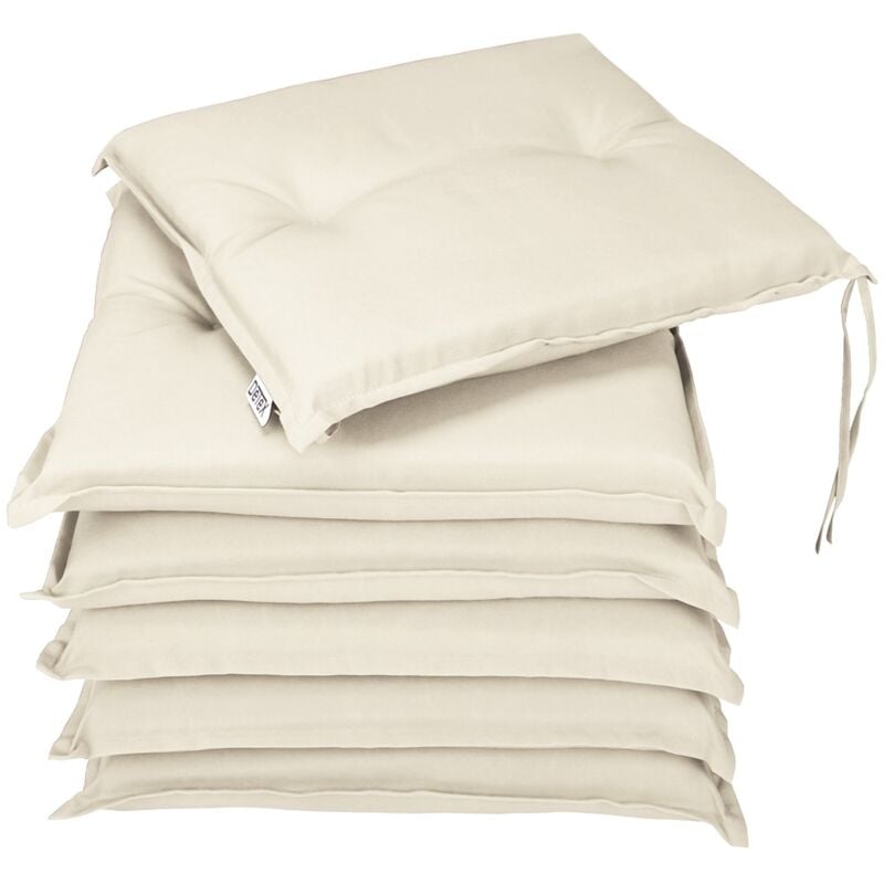 

Detex 6x Cojines Boston para sillas Almohadillas de asientos lavables 43x39x5cm - Varios colores Beige - Beige