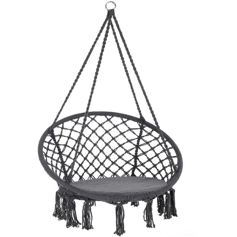 

Detex Silla colgante redonda de Ø61cm cojin incluido color crema/ gris hamaca de interior y exterior decoración moderna Antracita - Antracita