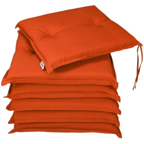 DETEX® Sitzkissen Stuhl 6er Set Wasserabweisend 43x39cm Befestigungsriemen Waschbar Reißfest Stuhlkissen Sitzauflage Sitzpolster Gartenstuhl Farbwahl Grau