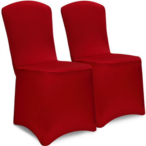 DETEX® Stuhlhussen 2er Pack Stretch Stuhlbezüge Stuhl Hussen Bezug Überwurf Set Hochzeit Party Weihnachten   bordeauxrot