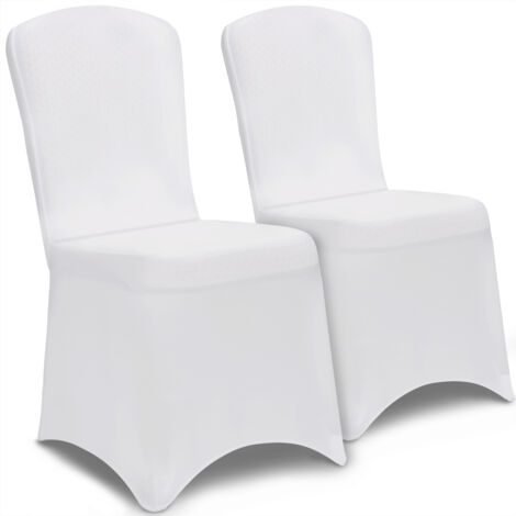 DETEX® Stuhlhussen 2er Pack Stretch Stuhlbezüge Stuhl Hussen Bezug Überwurf Set Hochzeit Party Weihnachten weiß