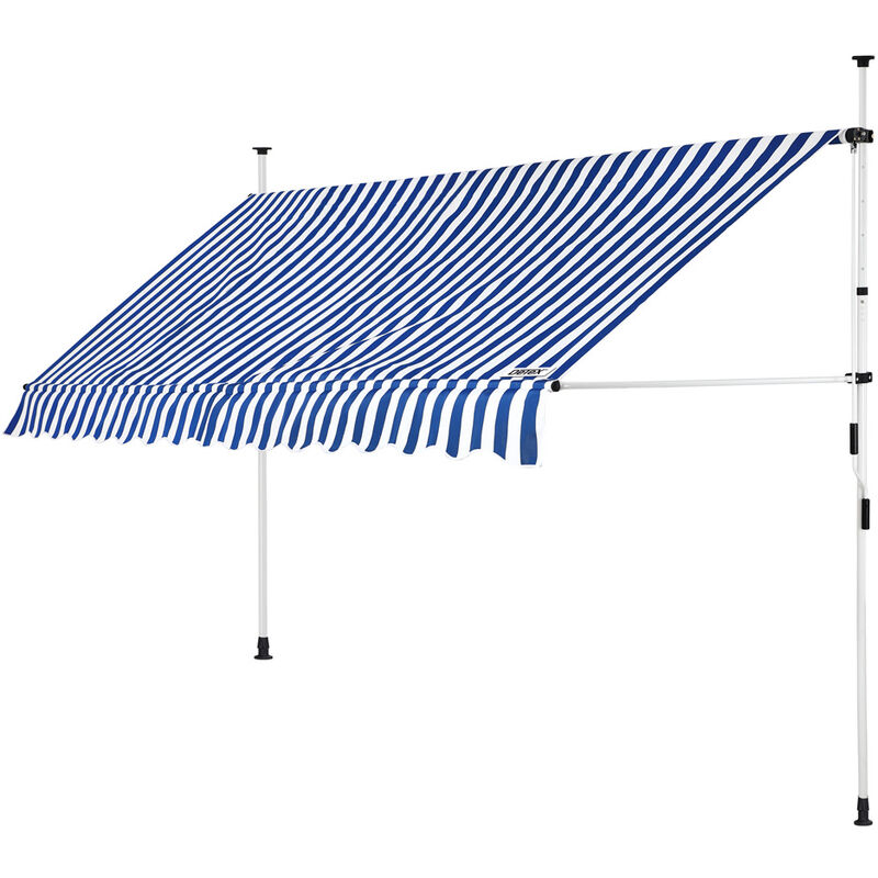 

Toldo retraíble lona resistente poliéster protección solar Balcón altura ajustable manivela Azul/Blanco, 400cm - Azul/Blanco - Detex