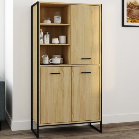 DETROIT Aparador alto de 3 puertas H. 160 cm, diseño industrial