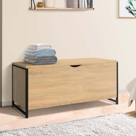 DETROIT Baúl de 100 cm de diseño industrial en madera y negro