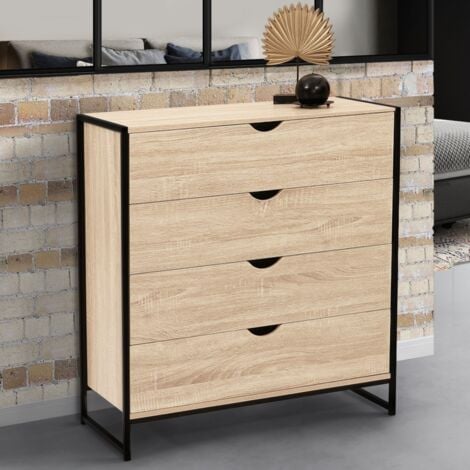 DETROIT Cassettone a 4 cassetti da 80 cm design industriale