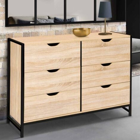 DETROIT Cassettone a 6 cassetti da 115 cm design industriale