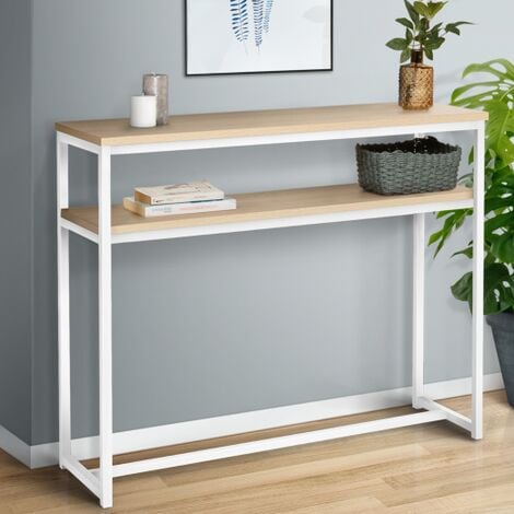 DETROIT consola doble de diseño industrial en madera y metal blanco