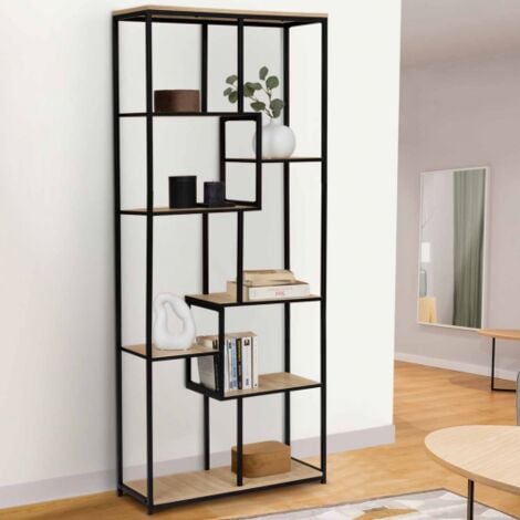 DETROIT estantería asimétrica de 6 niveles de diseño industrial 161 cm