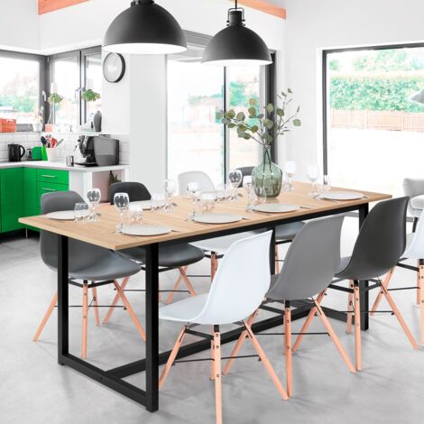 DETROIT mesa de comedor extensible 6-10 personas diseño industrial 160-200 cm