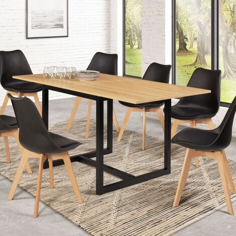 IDMARKET DETROIT mesa de comedor extensible 6-8 personas diseño industrial 80-160 cm