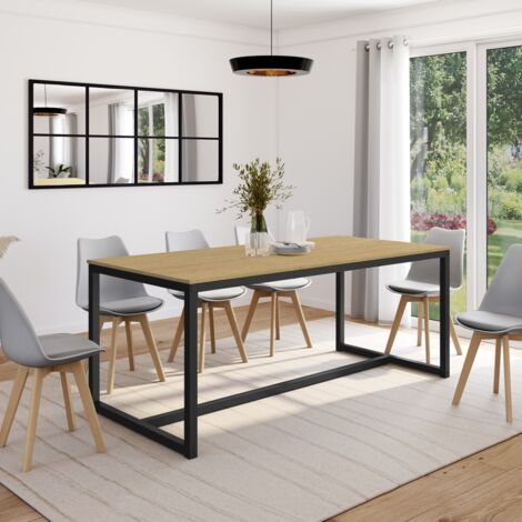 DETROIT Mesa de comedor rectangular de diseño industrial para 8 personas 180 cm