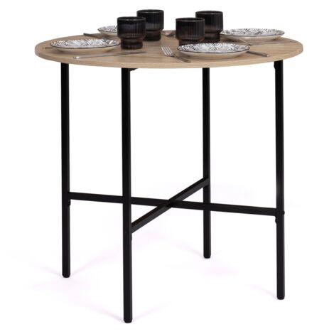 DETROIT mesa de comedor redonda 4 personas diseño industrial 80 cm