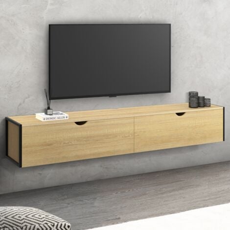 IDMARKET DETROIT Mueble TV suspendido 2 puertas diseño industrial 180 cm