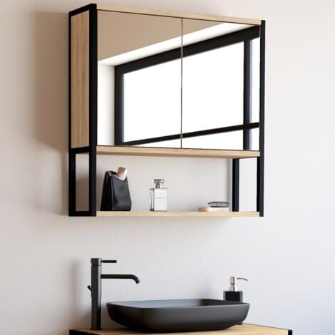 DETROIT pensile da bagno con specchio, design industriale