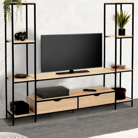 DETROIT Soporte de TV con estantes de diseño industrial 193 cm