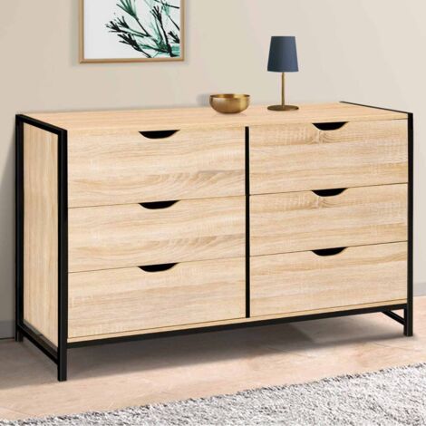 DETROIT XXL Cassettone a 6 cassetti da 140 cm design industriale