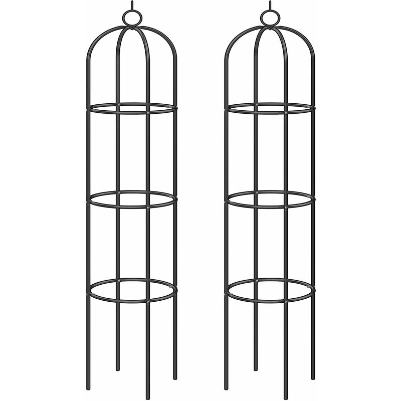 

2x Columnas para rosas plantas trepadoras viñas obelisco de exterior jardín soporte decorativo 200 x 40 cm Negro - Deuba