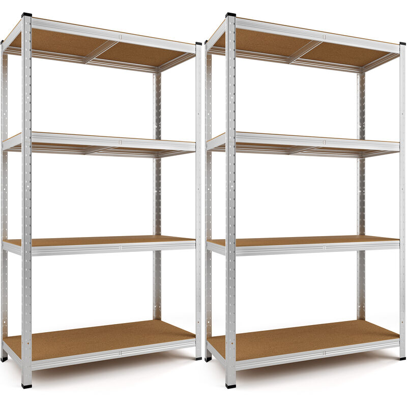 2x Shelves Shelving Units Storage Unit Garage Racking 5 Tier Metal Rack - Deuba