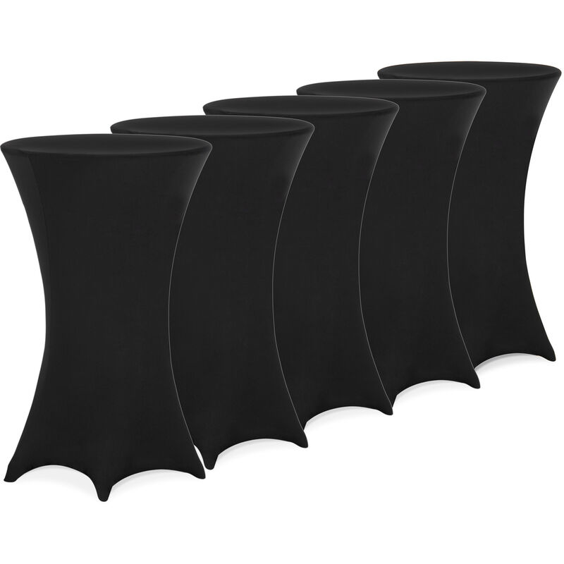 

Deuba 5 x Manteles elásticos para mesa de pie alta de Ø60/70/80cm lavable fácil cuidado Blanco Antracita Negro Rojo burdeos Set de 5 Ø60 cm / negro