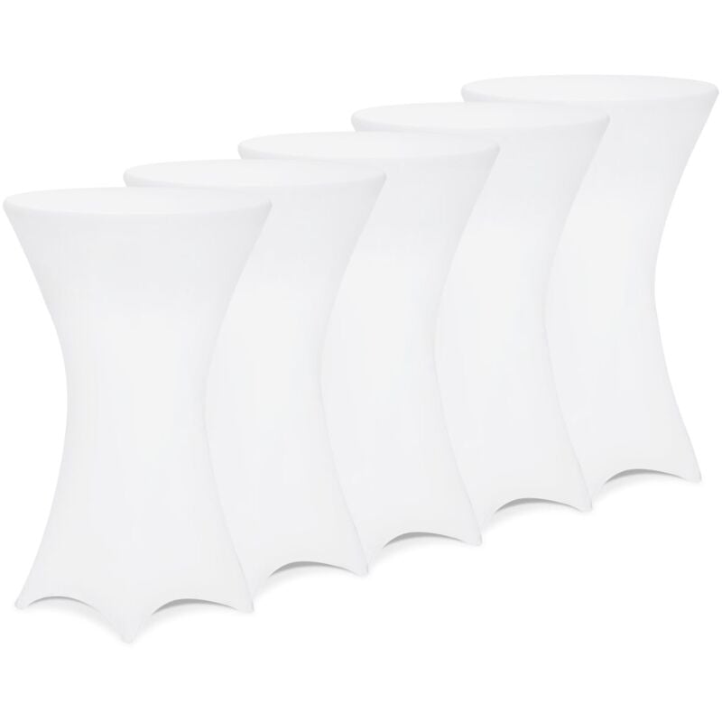 

5 x Manteles elásticos para mesa de pie alta de Ø60/70/80cm lavable fácil cuidado Blanco Antracita Negro Rojo burdeos Set de 5 Ø70 cm / blanco - Deuba