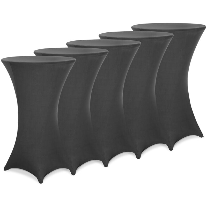 

5 x Manteles elásticos para mesa de pie alta de Ø60/70/80cm lavable fácil cuidado Blanco Antracita Negro Rojo burdeos Set de 5 Ø60 cm / antracita