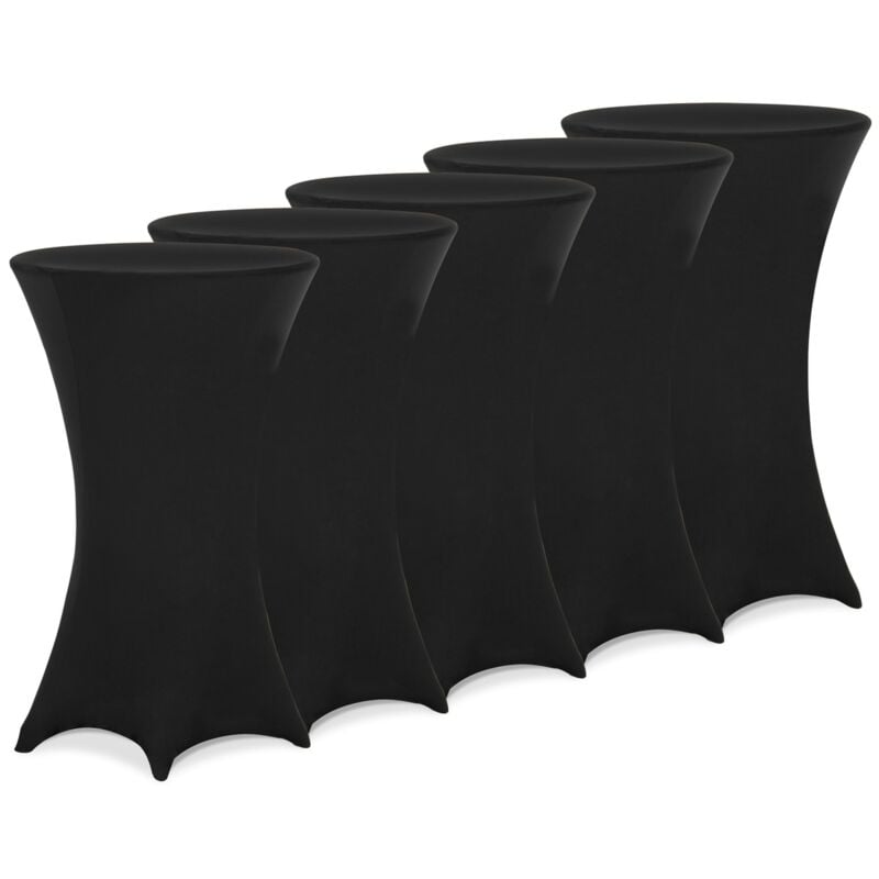 

5 x Manteles elásticos para mesa de pie alta de Ø60/70/80cm lavable fácil cuidado Blanco Antracita Negro Rojo burdeos Set de 5 Ø70 cm / negro - Deuba