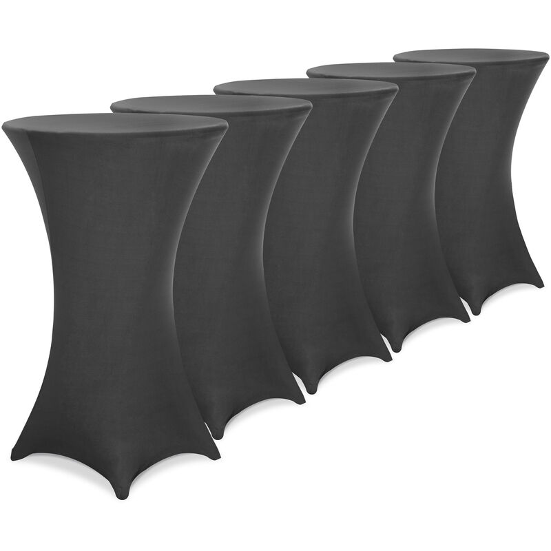 

5 x Manteles elásticos para mesa de pie alta de Ø60/70/80cm lavable fácil cuidado Blanco Antracita Negro Rojo burdeos Set de 5 Ø70 cm / antracita