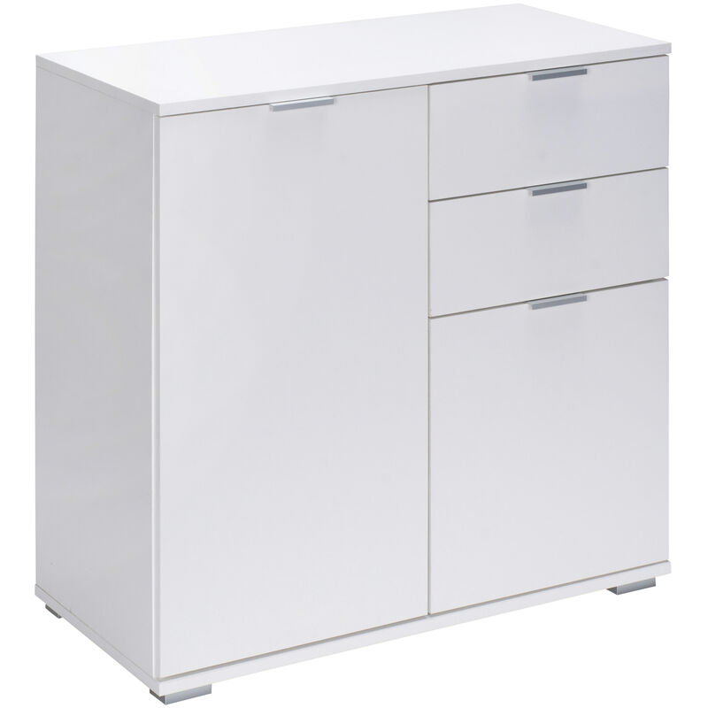 Deuba - Sideboard Cabinet White Oak Office Furniture Cupboard 2 Door Shelf Drawers Home DB121 - Weiß (de)