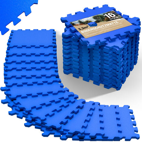 Deuba Alfombra puzzle de Fitness de 3,24m² 16 piezas de Espuma EVA protección para suelo máquinas 180 x 180 x 1cm Azul