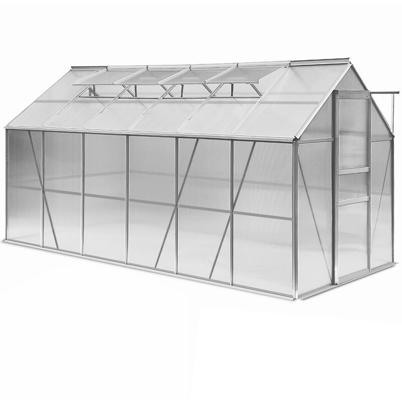 Deuba - Aluminium polycarbonate Greenhouse with 4 Opening Windows 380x190x195cm