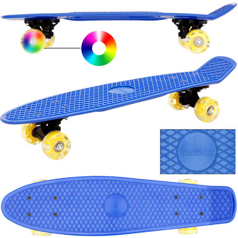 【Farbauswahl】 Deuba Atlantic Rift Retro LED Skateboard Pennyboard Citysurfer Board Oldschool-Design LED-Leuchtrollen