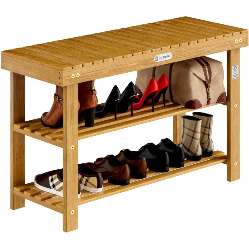 Deuba Banco Zapatero multifunción de madera de acacia Organizador de