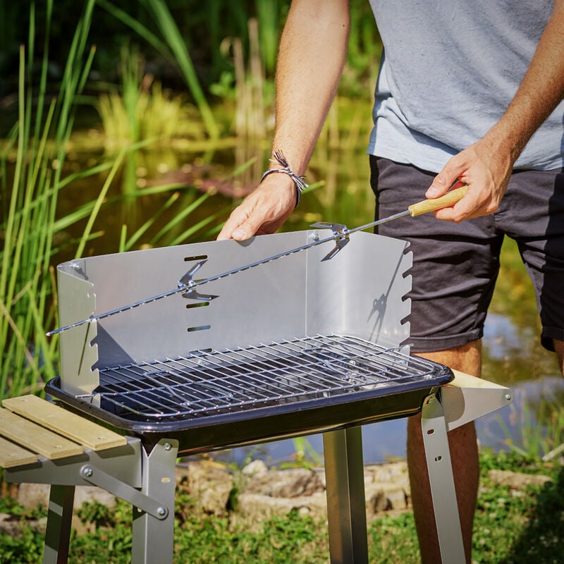 Deuba Barbecue mobile avec grille réglable avec roues et Deuba Barbecue mobile avec grille réglable avec roues et