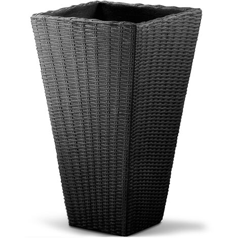 DEUBA® Blumentopf 70cm 59 Liter wetterfest bruchfest Kunststoff Blumenkasten Pflanzkübel Blumenkübel Flechtkorb   anthrazit - anthracite - anthracite