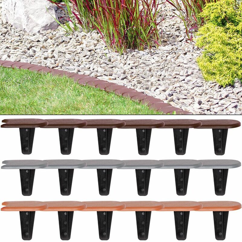 

Borde de césped macizo cercado para plantas flores Plástico 3,8m 7,6m 11,4m protector Marrón Gris Terracota jardín Marrón / 11.40m - Deuba